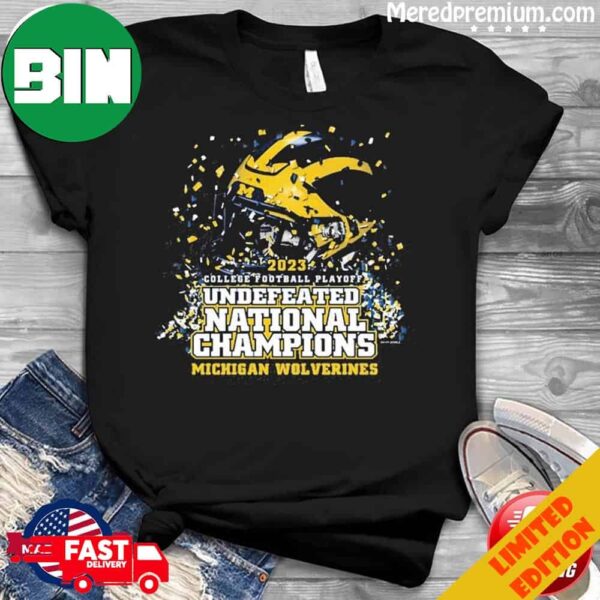 Michigan Wolverines 2023 Undefeated Helmet National Champions T-Shirt Long Sleeve Hoodie Sweater
