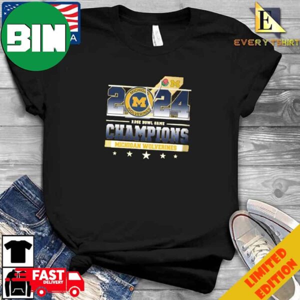 Michigan Wolverines 2024 Rose Bowl Game Champions T-Shirt Long Sleeve Hoodie Sweater