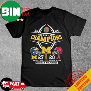 Michigan Wolverines 27-20 Alabama Crimson Tide 2024 Rose Bowl Game Champions T-Shirt Long Sleeve Hoodie Sweater