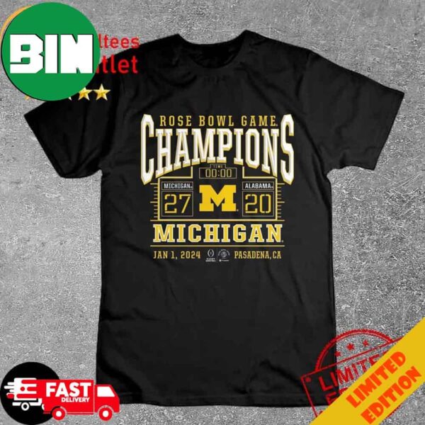 Michigan Wolverines College Football Playoff 2024 Rose Bowl Champions T-Shirt Long Sleeve Hoodie Sweater