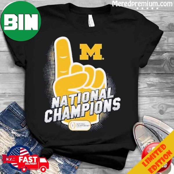 Michigan Wolverines No 1 CFP 2023 National Champions T-Shirt Long Sleeve Hoodie Sweater