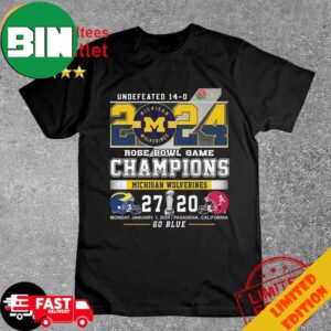 Michigan Wolverines Undefeated 14-0 2024 Rose Bowl Game Champions T-Shirt Long Sleeve Hoodie Sweater