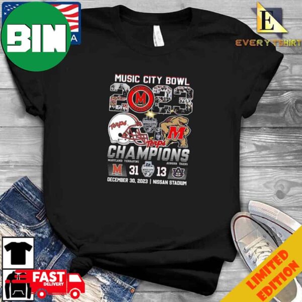 Music City Bowl 2023 Champions Maryland Terrapins 31-13 Auburn Tigers T-Shirt Long Sleeve Hoodie Sweater