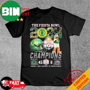 Oregon Ducks Mascot The Fiesta Bowl 2024 Champions T-Shirt Long Sleeve Hoodie Sweater