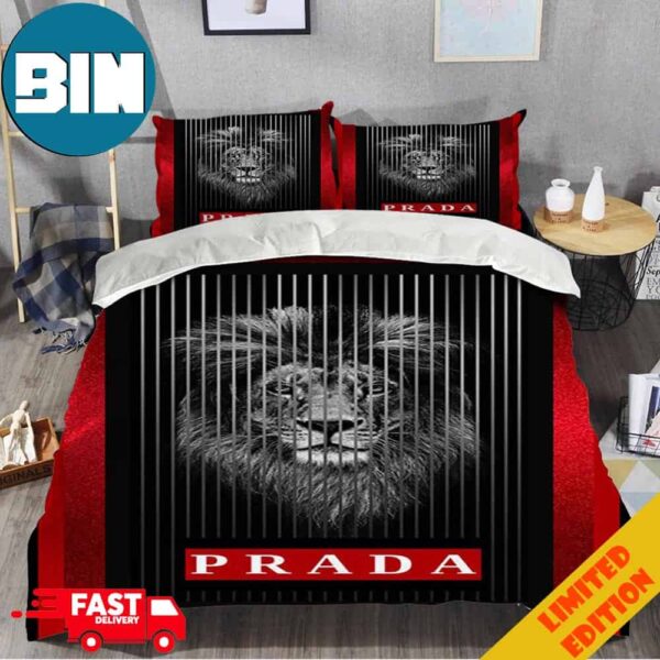 Prada Logo And Lion Best Fashion Home Decor Luxury Bedding Set