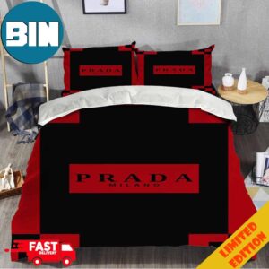 Prada Logo Red And Black Fashion And Luxury Best Home Decor Bedding Set