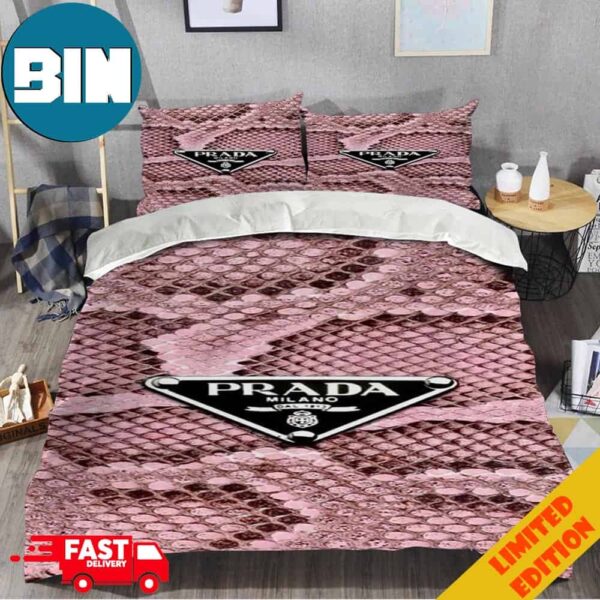 Prada Snake Skin Pink Background Fashion And Luxury Best Home Decor Bedding Set And Pillow Cases