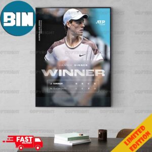 SIN-SATIONAL Jannik Sinner Dismisses Novak Djokovic 6-1 6-2 6-7 6-3 To Book A Spot In His First Grand Slam Final ATP Tour Aus Open 2024 Poster Canvas