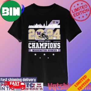 Skyline Washington Huskies 2024 Sugar Bowl Champions T-Shirt