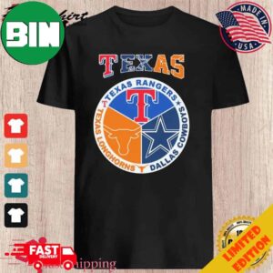 Texas Sports Teams Logo Rangers Cowboys And Longhorns T-Shirt Long Sleeve Hoodie Sweater