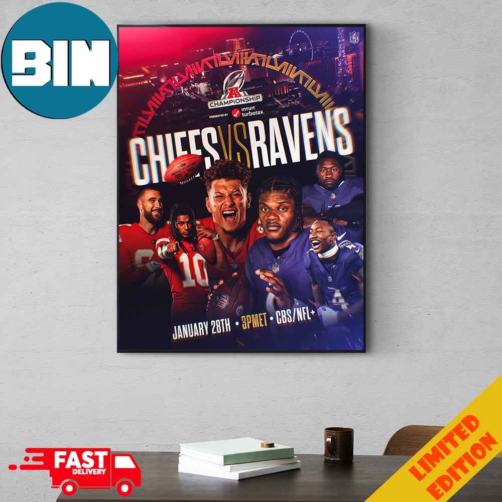 The AFC Championship Is Set Kansas City Chiefs vs Baltimore Ravens NFL Playoffs 2023-2024 Poster Canvas