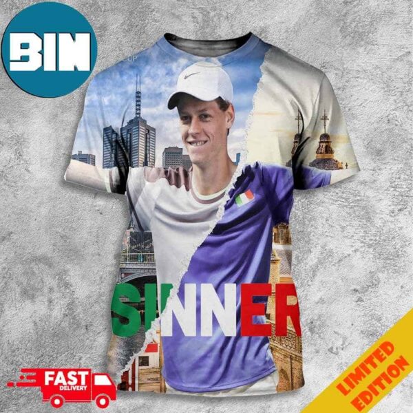 The First Italian Men’s Singles Champion Since Adriano Pannatta In 1976 Congratulations Jannik Sinner Aus Open Grand Slam 2024 3D T-Shirt