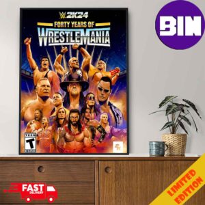 WWE 2K24 Forty Years Of Wrestle Mania Poster Canvas