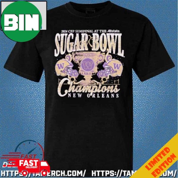 Washington Huskies 2024 Sugar Bowl Champions Purple Trophy T-Shirt