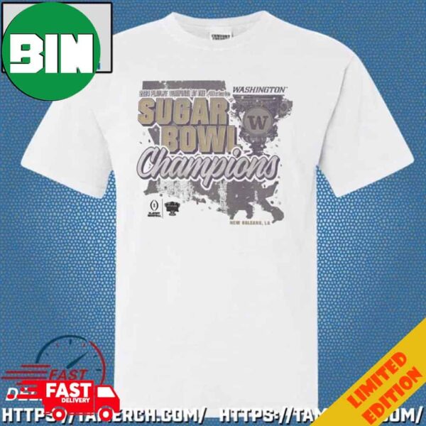 Washington Huskies 2024 Sugar Bowl Champions Wolf Grey Scrum T-Shirt