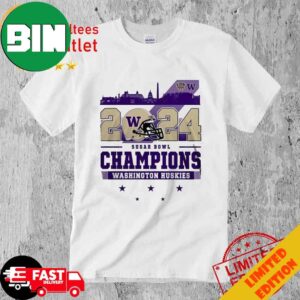 Washington Huskies Football Skyline 2024 Sugar Bowl Champions T-Shirt Long Sleeve Hoodie Sweater