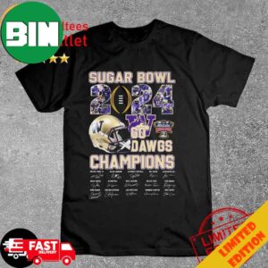 Washington Huskies Helmet Sugar Bowl 2024 Go Dawgs Champions Signatures T-Shirt Long Sleeve Hoodie Sweater