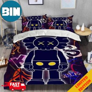 3D Kaws Cartoon Characters Home Decoration Bedding Set With Two Pillows