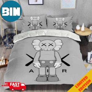 Air X Kaws Cartoon Characters Home Decoration Bedding Set With Two Pillows