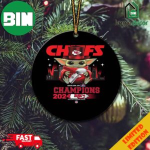 Baby Yoda Hug Super Bowl LVIII Season 2023-2024 Trophy Congratulations Kansas City Chiefs Is Champions Christmas Gift Ornament