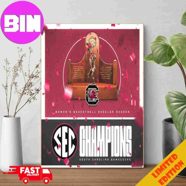 Back-To-Back-To-Back South Carolina Gamecocks 2024 Women’s Basketball Regular Season Champions SEC WBB Poster Canvas