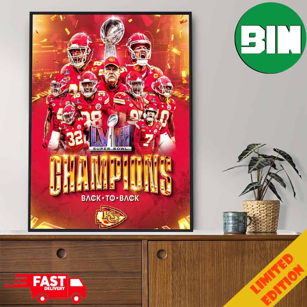 Back-to-back Line It's A Tradition Congratulations Kansas City Chiefs Become Super Bowl LVIII 2023-2024 Champions NFL Playoffs Poster Canvas