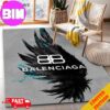 Balenciaga King Fashion Black Background And Logo Blue Home Decor For Living Room, Bed Room Rug Carpet