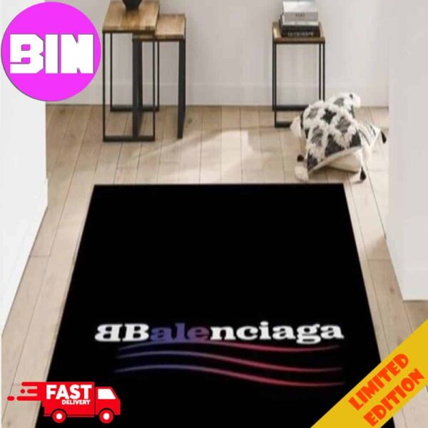 Balenciaga Paris Logo BB Fashion Black Background Home Decor Basic For Living Room, Bed Room Rug Carpet