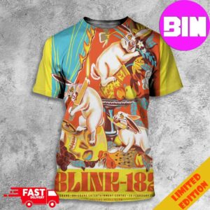 Blink 182 Brisbane 20 February 2024 At Brisbane Entertainment Centre World Tour 2024 Poster Limited By Justine McCallister 3D T-Shirt
