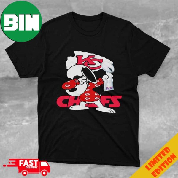 Dabbing Snoopy And Hold Super Bowl LVIII Season 2023-2024 Winner Trophy Congratulations Kansas City Chiefs Become Champions NFL Playoffs Unisex T-Shirt