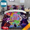 Green Kaws Background Cartoon Characters Home Decoration Bedding Set With Two Pillows