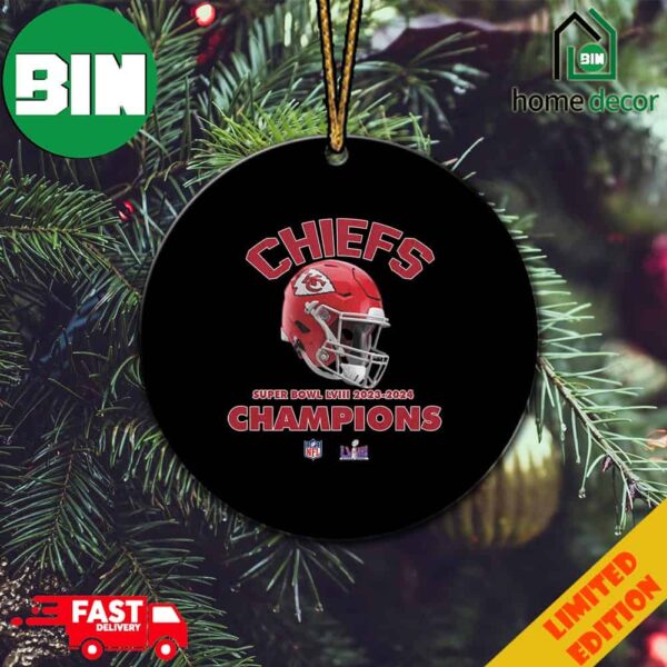 Kansas City Chiefs Helmet Congratulations Super Bowl LVIII 2023-2024 Champions NFL Playoffs Merchandise Christmas Ornament
