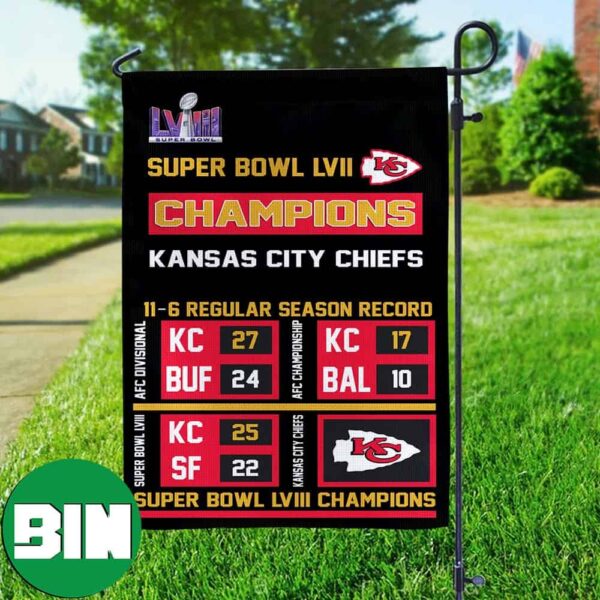 Kansas City Chiefs Super Bowl LVIII Champions Scoreboard Showcase Fan Gifts NFL Garden House Flag