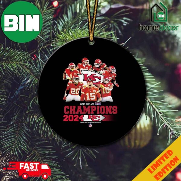 Kansas City Chiefs Team Members Super Bowl LVIII 2023-2024 Champions Congratulations Winners Chiefs Kingdom Merchandise Christmas Ornament