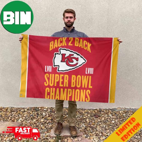 Kansas City Chiefs WinCraft Back-To-Back Super Bowl LVIII Champions Two-Sided Garden House Flag