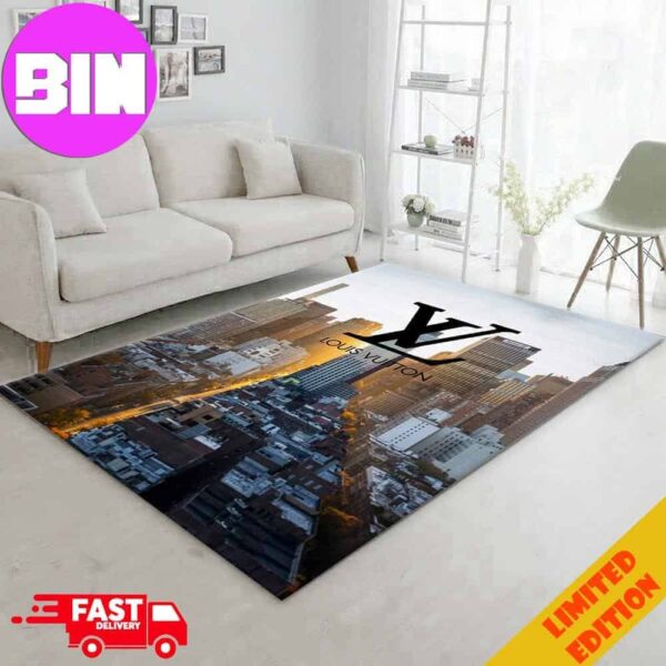 Louis Vuitton Cityscape Luxury Background Full Black Home Decor For Living Room Rug Carpet