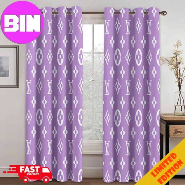 Louis Vuitton LV Purple Window Curtain For Living Room And Bedroom Window Decor