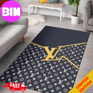 Louis Vuitton Luxury Background Black And Golden Logo Home Decor For Living Room Bed Room Rug Carpet