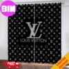 Louis Vuitton Letter Pattern Blue Window Curtain Home Decor For Living Room And Bedroom
