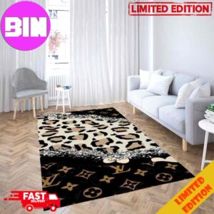 Louis Vuitton Rug Carpet Leopard Pattern And Logo Black Luxury Home Decor For Living Room And Bedroom
