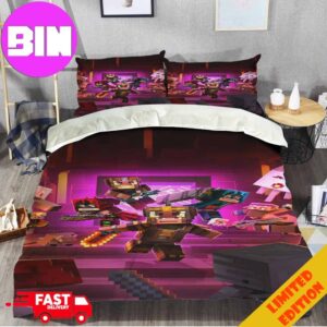 Minecraft Bedding Set Background Violet For Children Home Decor Bedroom