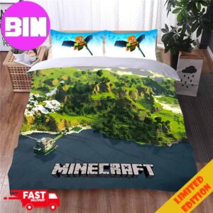 Minecraft Bedding Set For Children Green Trees Background Home Decor Bedroom