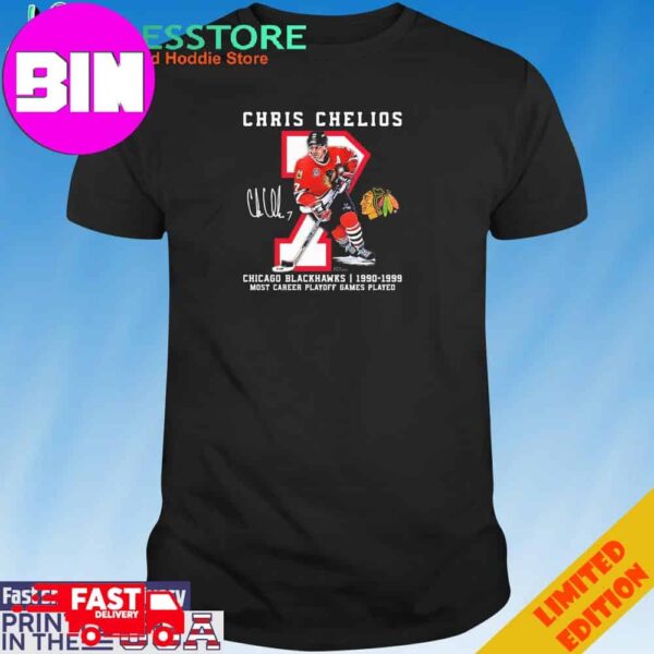 Official Chicago Blackhawks Chris Chelios Jersey Retirement Signature T-Shirt Hoodie