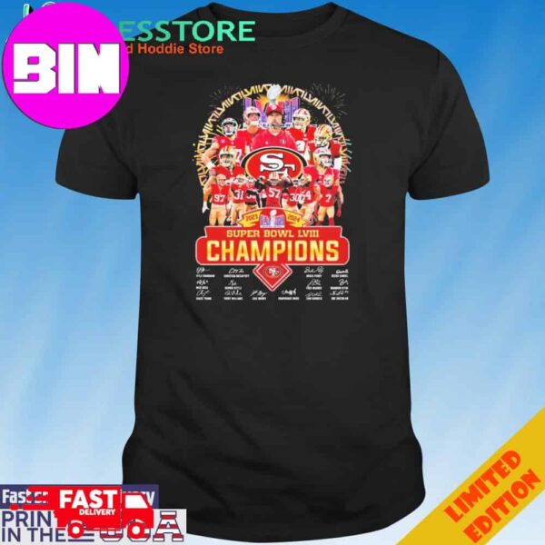 Official Kansas City Chiefs 2023-2024 Super Bowl LVIII Champions San Francisco 49ers Signatures T-Shirt Hoodie