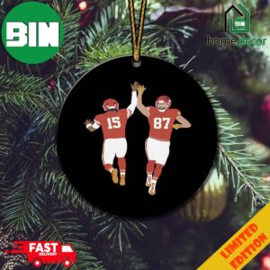 Patrick Mahomes And Travis Kelce Hand Slap Congratulations Kansas City Chiefs Is Champions Of Super Bowl LVIII 2023-2024 NFL Christmas Ornament