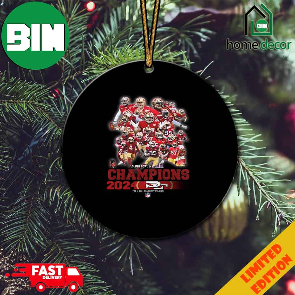 San Francisco 49ers Team Members Fan Gifts Merchandise Super Bowl LVIII Season 2023-2024 Champions Congratulations Christmas Ornament