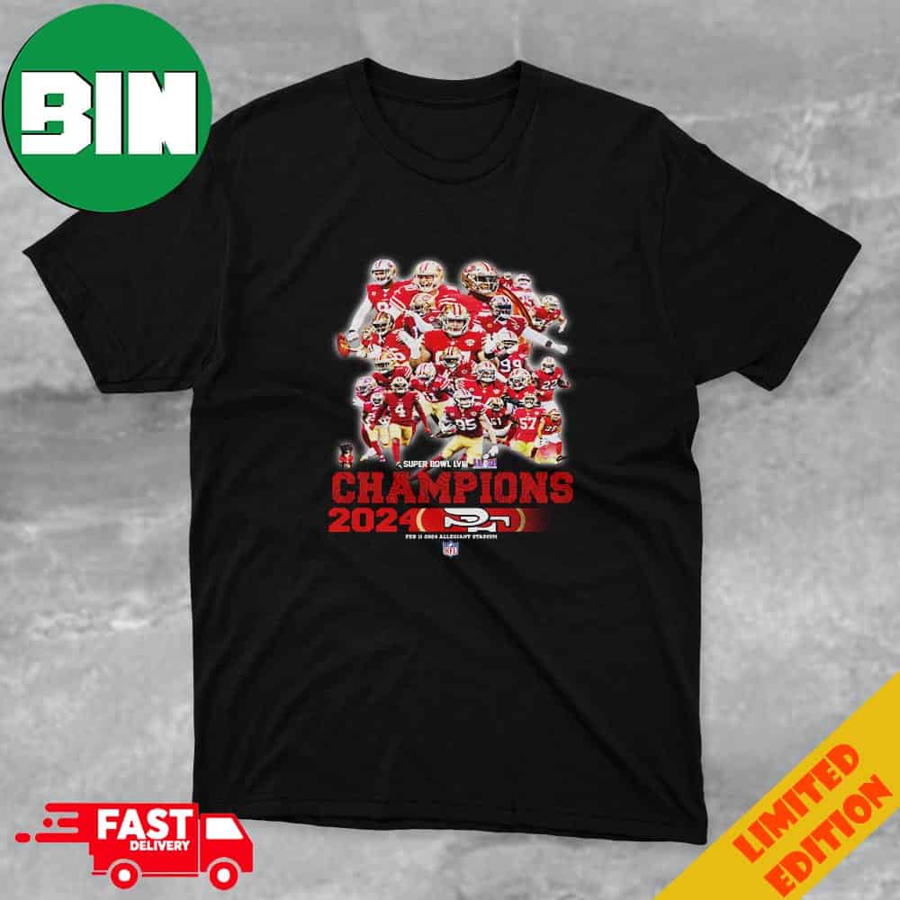 San Francisco 49ers Team Members Fan Gifts Merchandise Super Bowl LVIII Season 2023-2024 Champions Congratulations Unisex T-Shirt