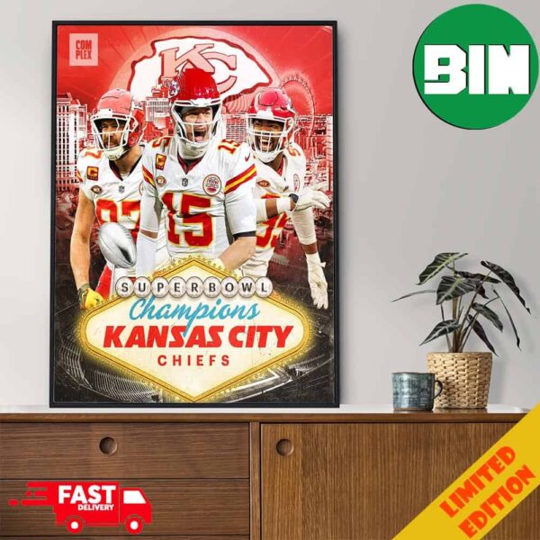 The Kansas City Chiefs Repeat As Super Bowl LVIII 2023-2024 Champions NFL Playoffs Poster Canvas