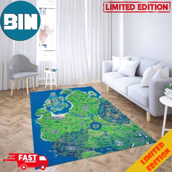 Video Game Fortnite Mini Map Living Room Rug Home Decor