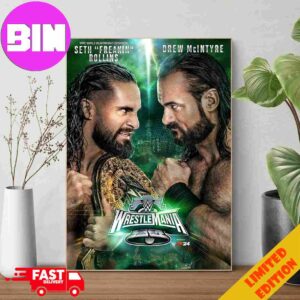 WWE World Heavyweight Champion Seth Rollins Fight With Drew Mcintyre On WrestleMania WWE Poster Canvas